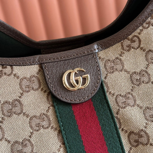 GUCCI GIGLIO LARGE TOTE BAG 60 IN BEIGE AND DARK BROWN GG CANVAS