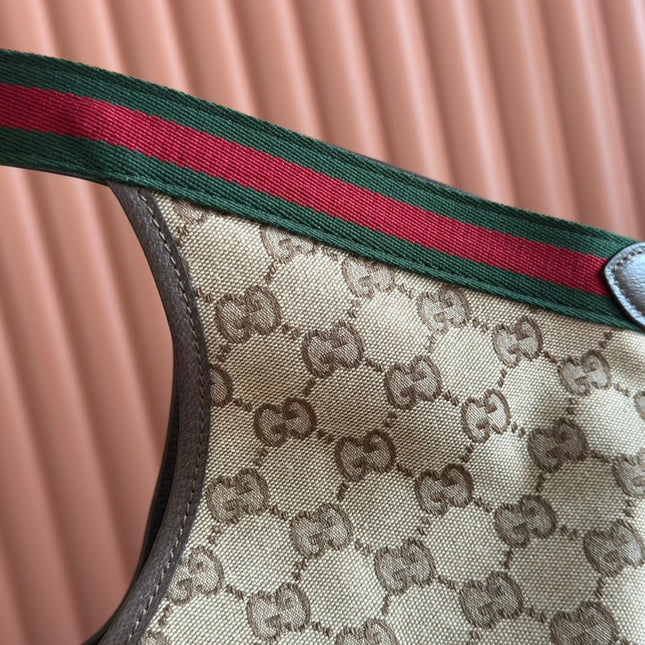 GUCCI GIGLIO LARGE TOTE BAG 60 IN BEIGE AND DARK BROWN GG CANVAS