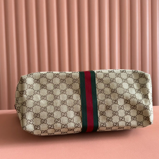 GUCCI GIGLIO LARGE TOTE BAG 60 IN BEIGE AND DARK BROWN GG CANVAS