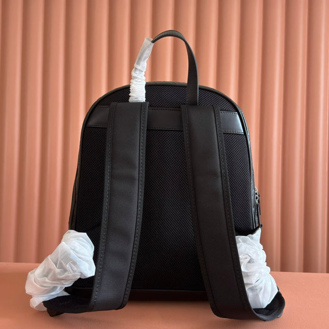 EMBOSSED BACKPACK 40 IN BLACK CALFSKIN SILVER HARDWARE