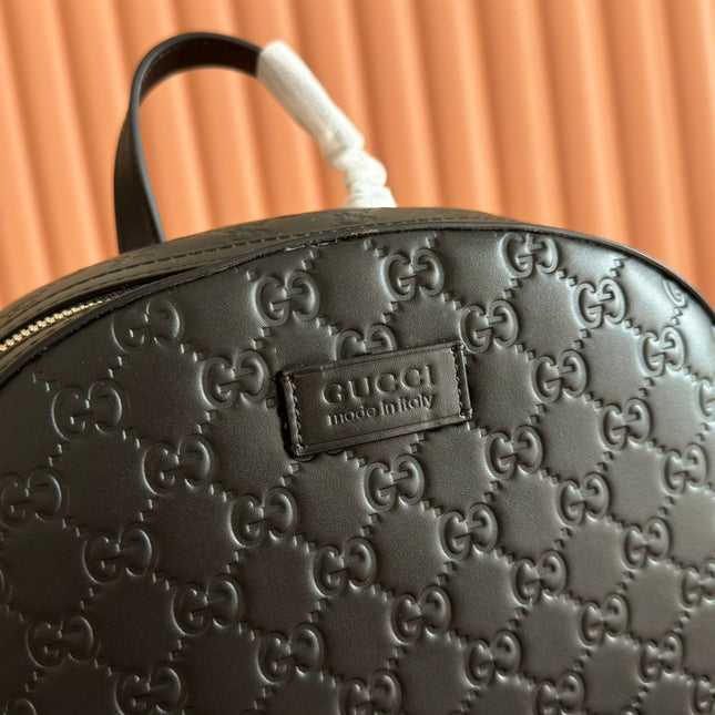 EMBOSSED BACKPACK 40 IN BLACK CALFSKIN SILVER HARDWARE