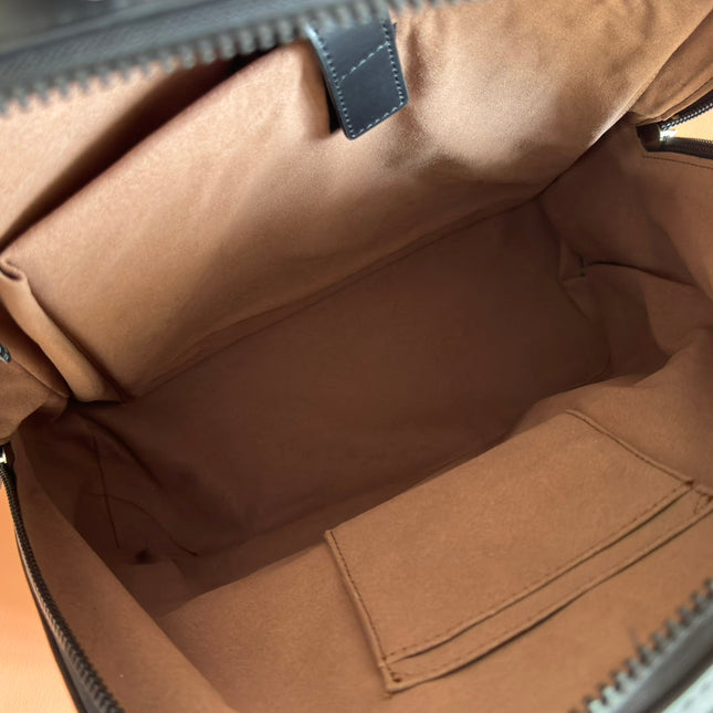 EMBOSSED BACKPACK 40 IN BEIGE AND DARK BROWN CALFSKIN