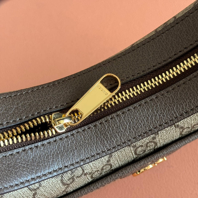 GG SUPREME SHOULDER BAG 20 BROWN IN CANVAS LOGO GOLD HARDWARE