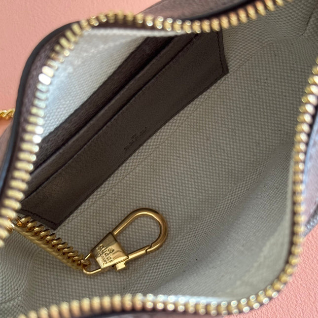 GG SUPREME SHOULDER BAG 20 BROWN IN CANVAS LOGO GOLD HARDWARE