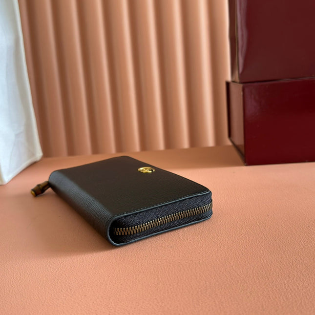 GG 25S MARMONT WALLET 19 IN BLACK CALFSKIN GOLD HARDWARE