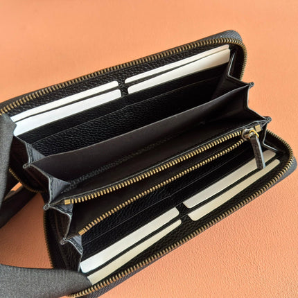 GG 25S MARMONT WALLET 19 IN BLACK CALFSKIN GOLD HARDWARE