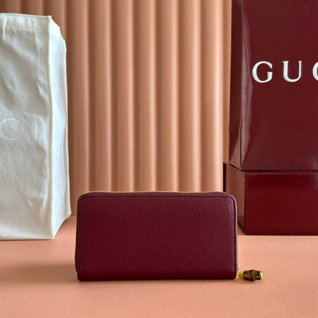 GG 25S MARMONT WALLET 19 IN RED CALFSKIN GOLD HARDWARE