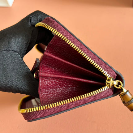 GG 25S MARMONT WALLET 19 IN RED CALFSKIN GOLD HARDWARE