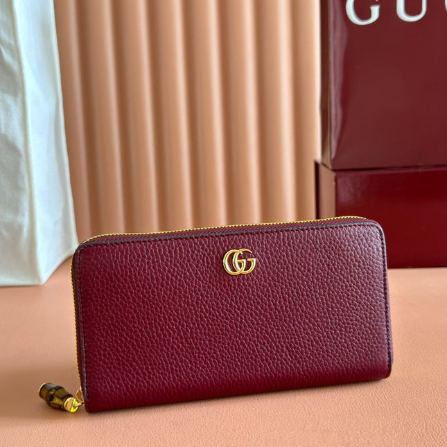 GG 25S MARMONT WALLET 19 IN RED CALFSKIN GOLD HARDWARE