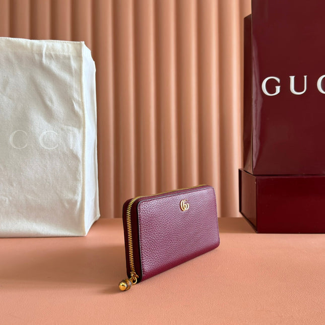 GG 25S MARMONT WALLET 19 IN RED CALFSKIN GOLD HARDWARE