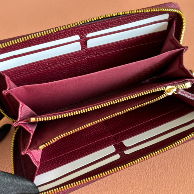 GG 25S MARMONT WALLET 19 IN RED CALFSKIN GOLD HARDWARE