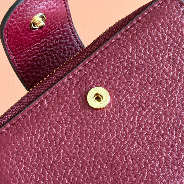 GG 25S MARMONT WALLET 13 IN RED CALFSKIN GOLD HARDWARE