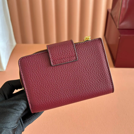 GG 25S MARMONT WALLET 13 IN RED CALFSKIN GOLD HARDWARE