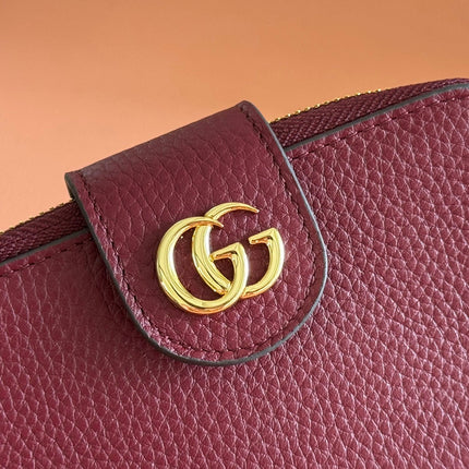 GG 25S MARMONT WALLET 13 IN RED CALFSKIN GOLD HARDWARE