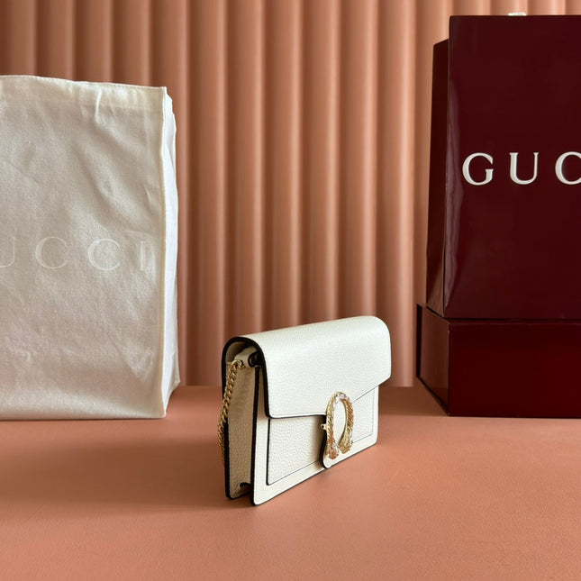 GUCCI 25S DIONYSUS WALLET ON CHAIN 20 IN IVORY CALFSKIN