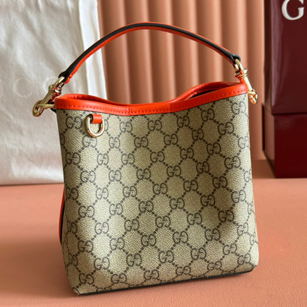GUCCI 25S EMBLEM MINI BAG 19 IN BEIGE AND BLACK CALFSKIN