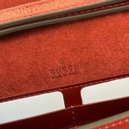 GUCCI 25S DIONYSUS WALLET ON CHAIN 20 IN ROSSO ANCORA GLOSSY CALFSKIN