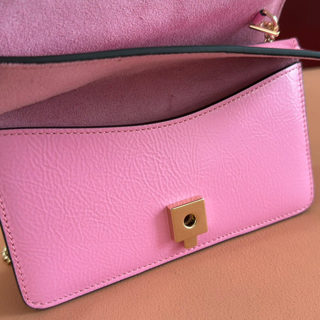 GUCCI 25S DIONYSUS WALLET ON CHAIN 17 IN PINK GLOSSY CALFSKIN