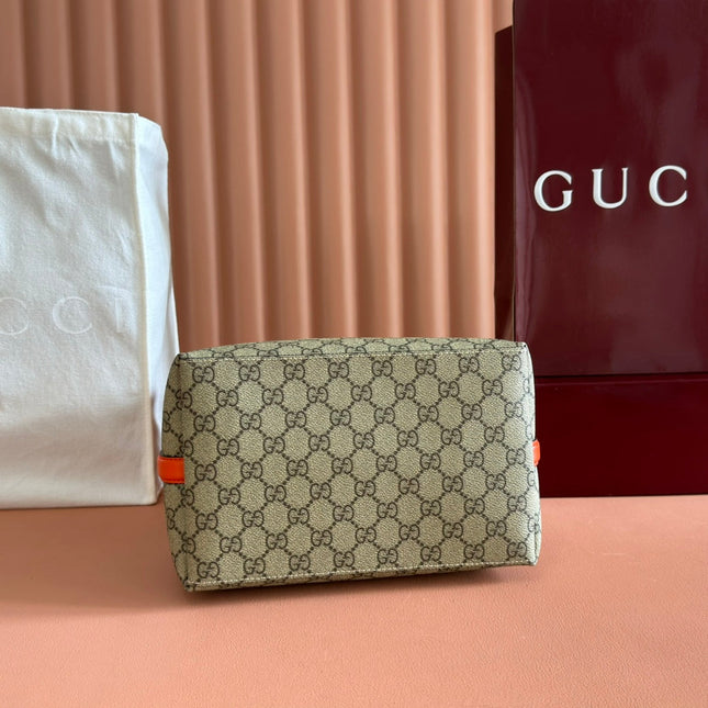 GUCCI 25S EMBLEM BAG 25 IN BEIGE AND BLACK CALFSKIN