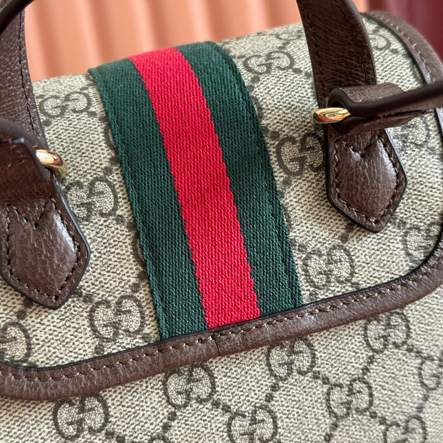 GG 25S OPHIDIA SMALL BACKPACK 20 IN BEIGE AND EBONY CALFSKIN