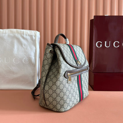 GG 25S OPHIDIA MEDIUM BACKPACK 30 IN BEIGE AND EBONY CALFSKIN