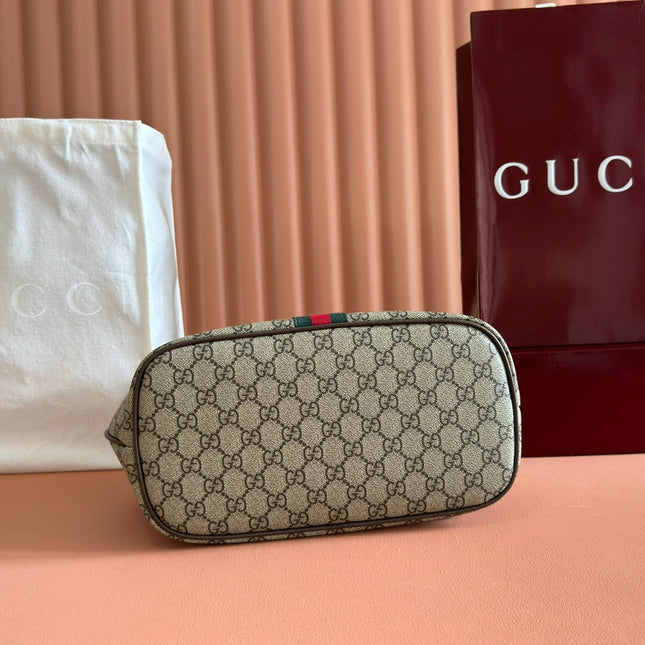 GG 25S OPHIDIA MEDIUM BACKPACK 30 IN BEIGE AND EBONY CALFSKIN