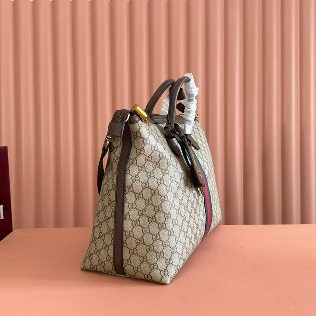 GG 25S SAVOY LARGE BAG 48 IN BEIGE AND EBONY GG SUPREME CANVAS