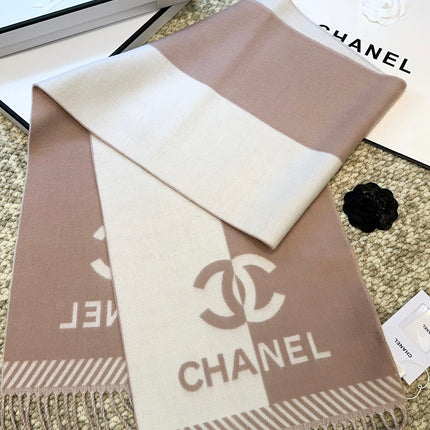 SCARF 184 CM IN ROSY BROWN MIX WHITE MERINO WOOL 393119