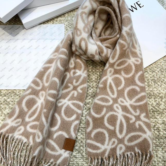 SCARF 186 CM IN CAMEL BEIGE MIX WHITE ALPACA AND WOOL 403822