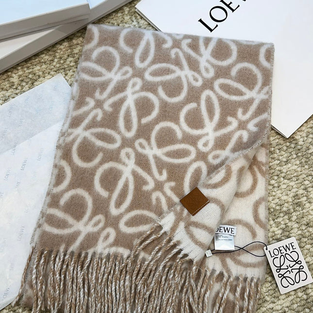 SCARF 186 CM IN CAMEL BEIGE MIX WHITE ALPACA AND WOOL 403822