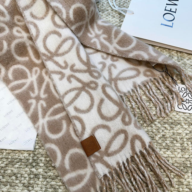 SCARF 186 CM IN CAMEL BEIGE MIX WHITE ALPACA AND WOOL 403822
