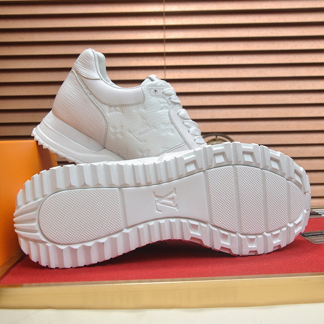 LV TRAINER SHOES IN WHITE EMBOSSED LAMBSKIN