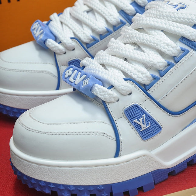 LV TRAINER MAXI SNEAKER WHITE MIX BLUE CALFSKIN