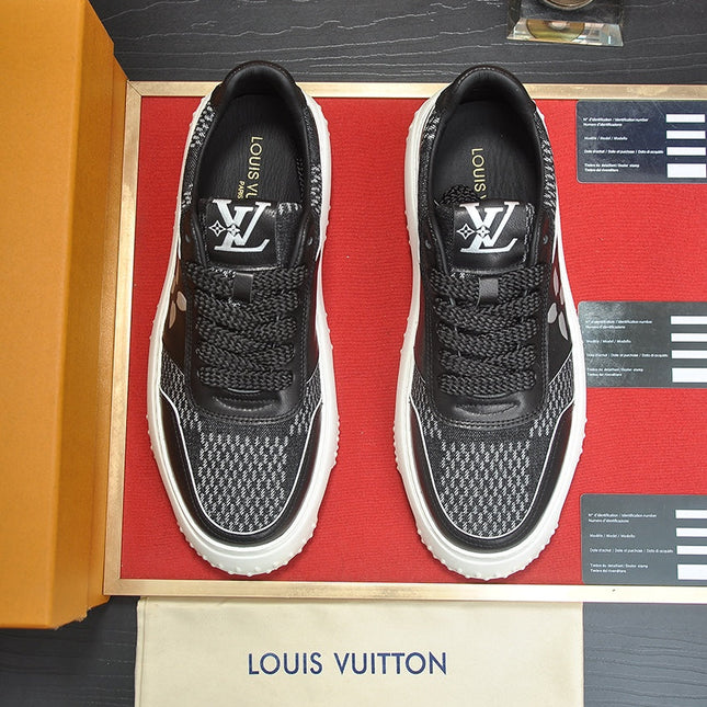 LV TRAINER BLACK CALFSKIN AND DENIM