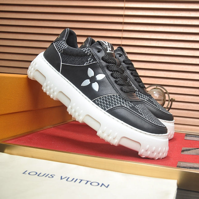 LV TRAINER BLACK CALFSKIN AND DENIM