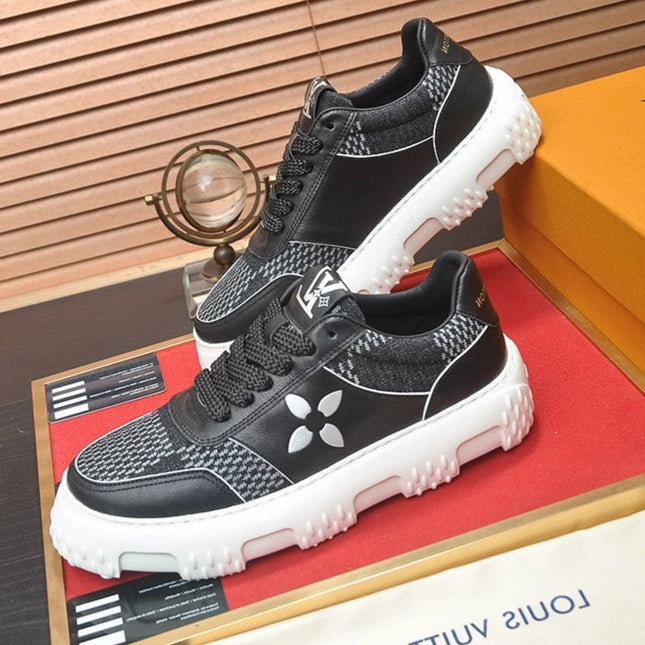 LV TRAINER BLACK CALFSKIN AND DENIM