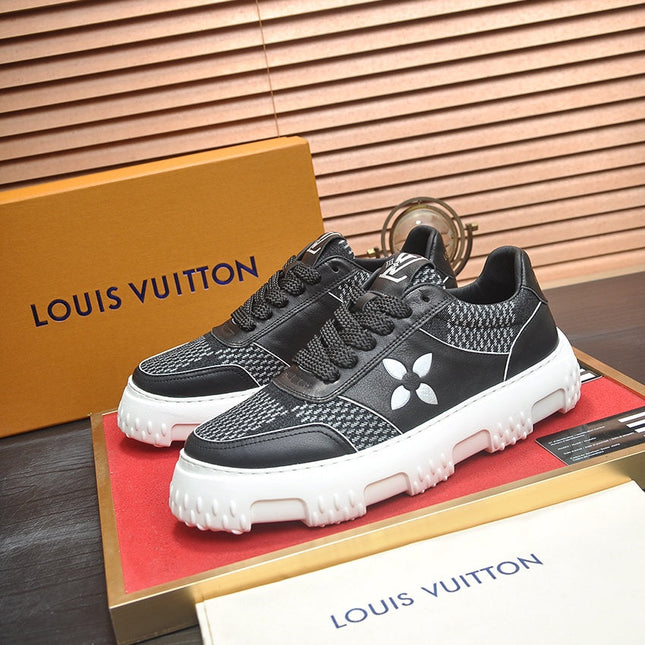LV TRAINER BLACK CALFSKIN AND DENIM