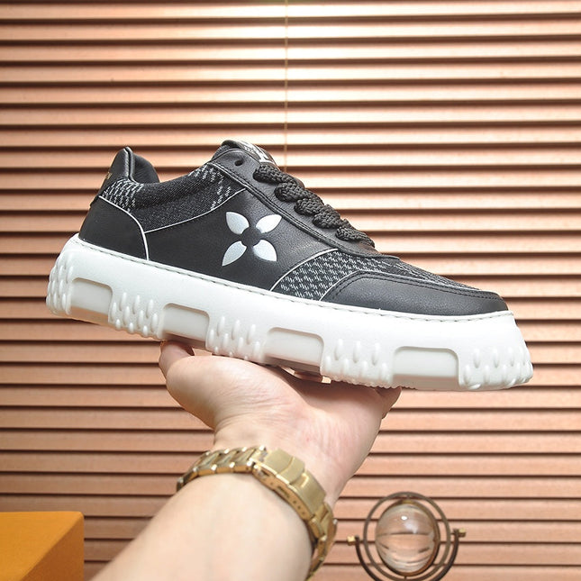 LV TRAINER BLACK CALFSKIN AND DENIM