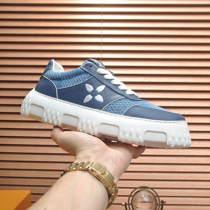 LV TRAINER BLUE COBALT CALFSKIN AND DENIM