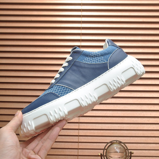 LV TRAINER BLUE COBALT CALFSKIN AND DENIM