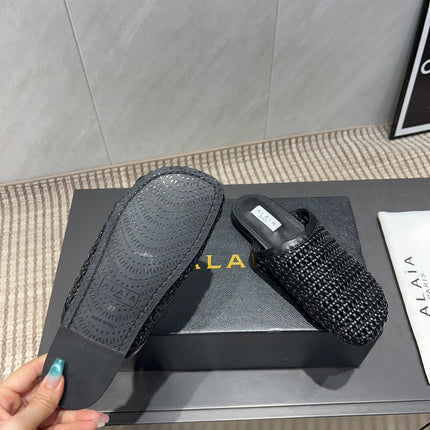 ALAIA WOVEN FLAT SHOES IN BLACK CALFSKIN STYLE 5