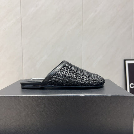 ALAIA WOVEN FLAT SHOES IN BLACK CALFSKIN STYLE 5