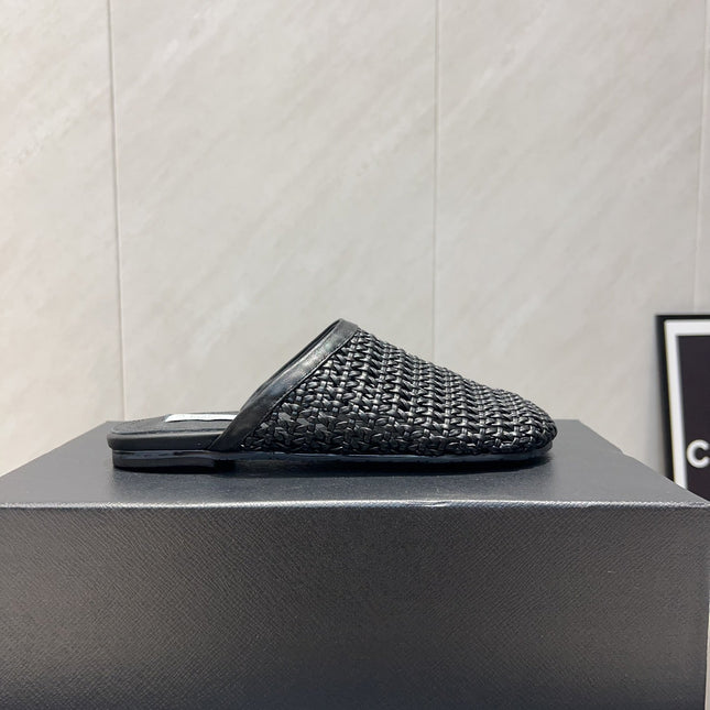 ALAIA WOVEN FLAT SHOES IN BLACK CALFSKIN STYLE 5