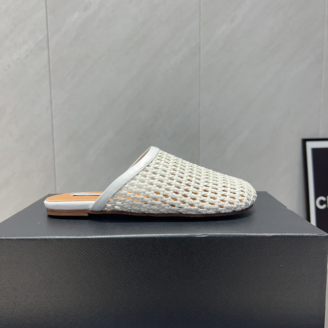 ALAIA WOVEN FLAT SHOES IN WHITE CALFSKIN STYLE 4