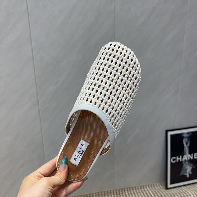 ALAIA WOVEN FLAT SHOES IN WHITE CALFSKIN STYLE 4