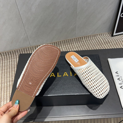 ALAIA WOVEN FLAT SHOES IN WHITE CALFSKIN STYLE 4