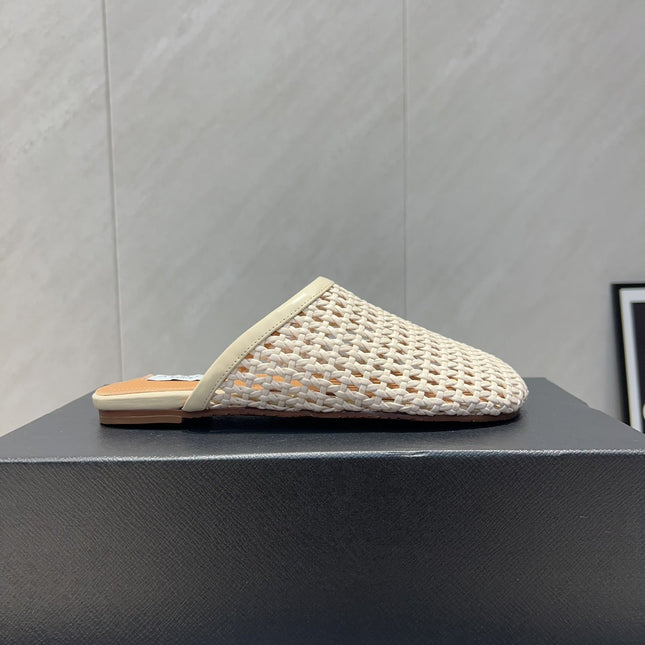 ALAIA WOVEN FLAT SHOES IN CREAM WHITE CALFSKIN STYLE 3