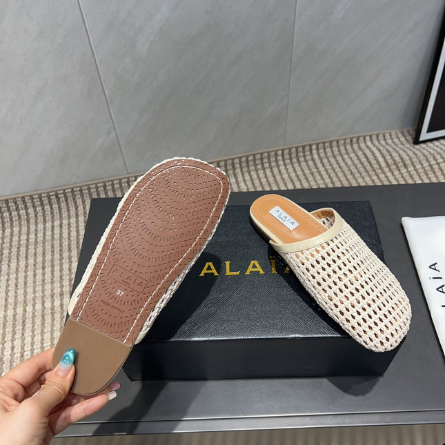 ALAIA WOVEN FLAT SHOES IN CREAM WHITE CALFSKIN STYLE 3