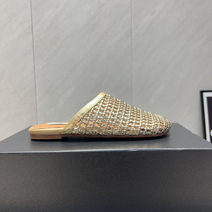 ALAIA WOVEN FLAT SHOES IN GOLD CALFSKIN STYLE 2