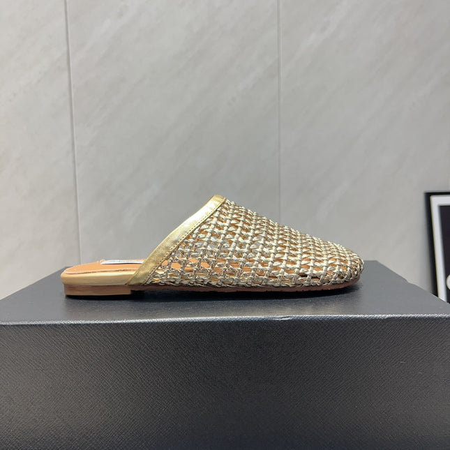 ALAIA WOVEN FLAT SHOES IN GOLD CALFSKIN STYLE 2